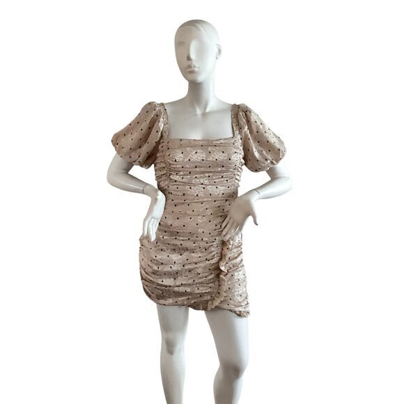 ASTR The Label Taupe Square Neck Polka Dot Dress XL - Picture 1 of 12